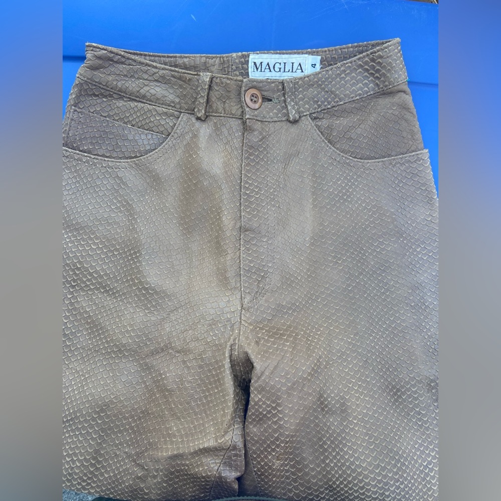 Brown leather snake-ish pants